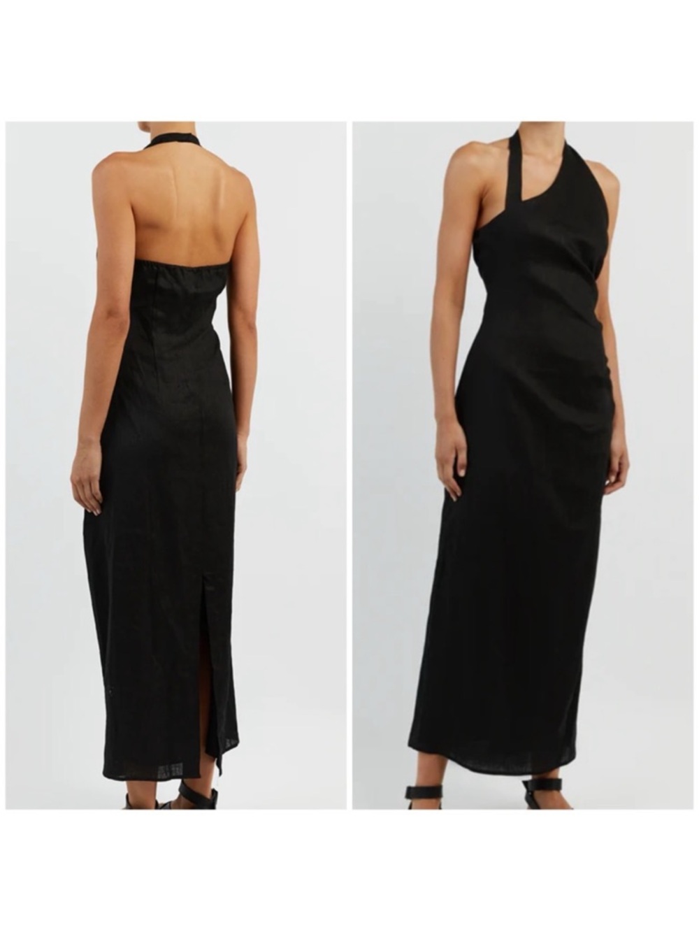 DISSH Zoey Black Asym Halter Linen Midi Size US 10